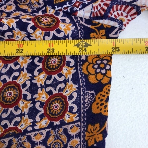 Collective Concepts Print Boho Tie Front Long Sleeve Blouse Womens Size XL - Picture 8 of 12